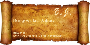 Benyovits Jakus névjegykártya